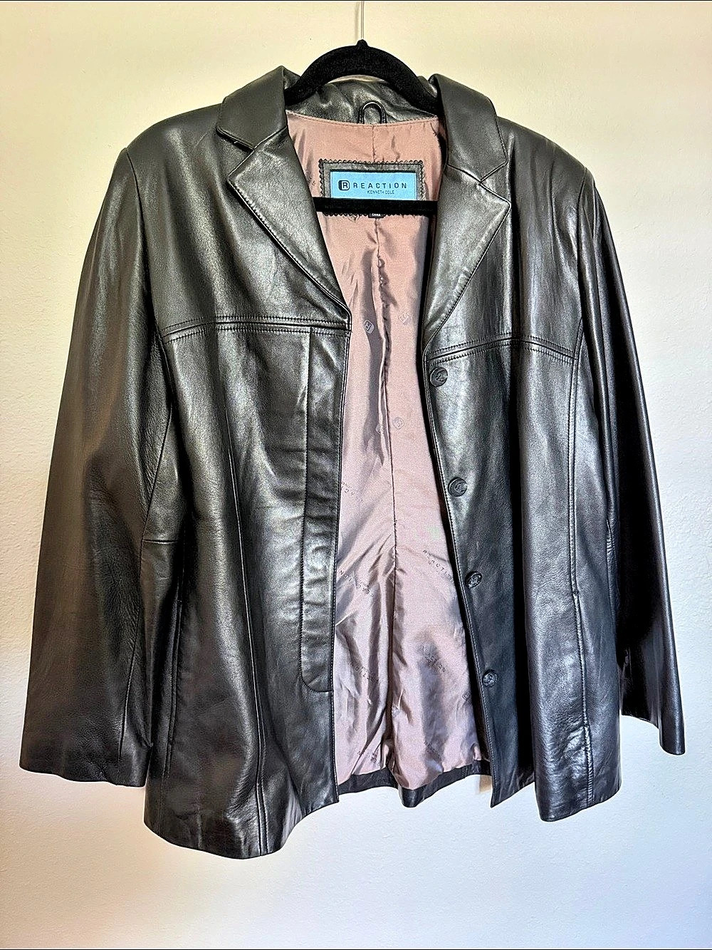 Reaction by Kenneth Cole Black Leather Jacket Like New
